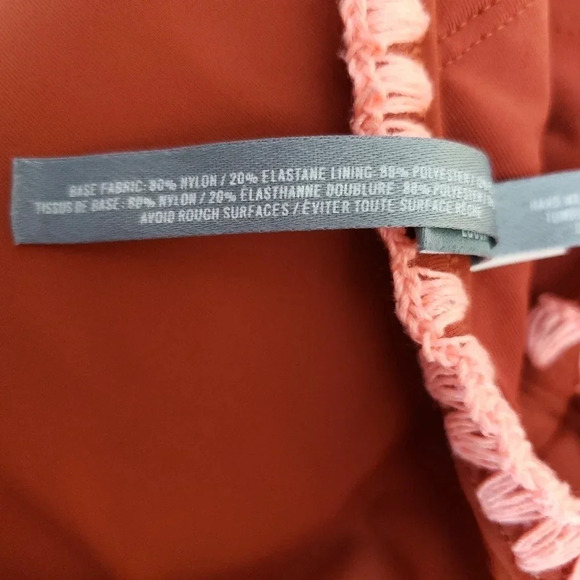 Aerie Crop Tankini Bikini Top Swimsuit Burnt Orange Halter Tie Back - Picture 8 of 10